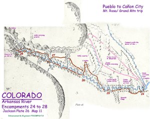 Map Pike drew of his route to the base of the mountains (available at zebulonpike.org)